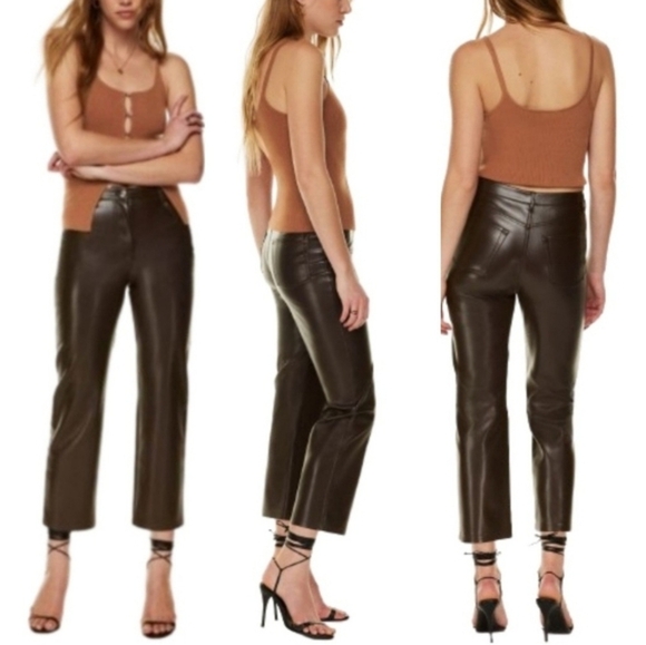 Aritzia Wilfred The Melina Vegan Cropped Pant in Rich Mocha Brown Women's Size 4 - Picture 1 of 16